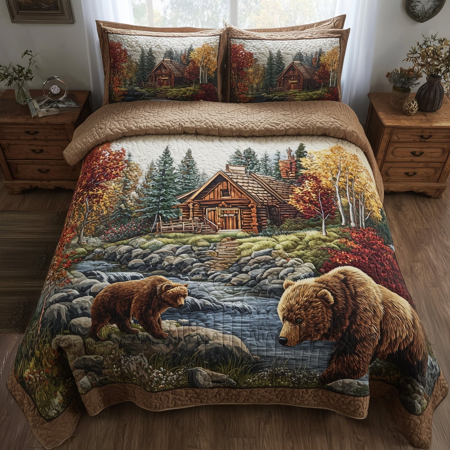 Autumn Cabin Glow 3-Piece Quilted Bedding Set GFTOTP11389