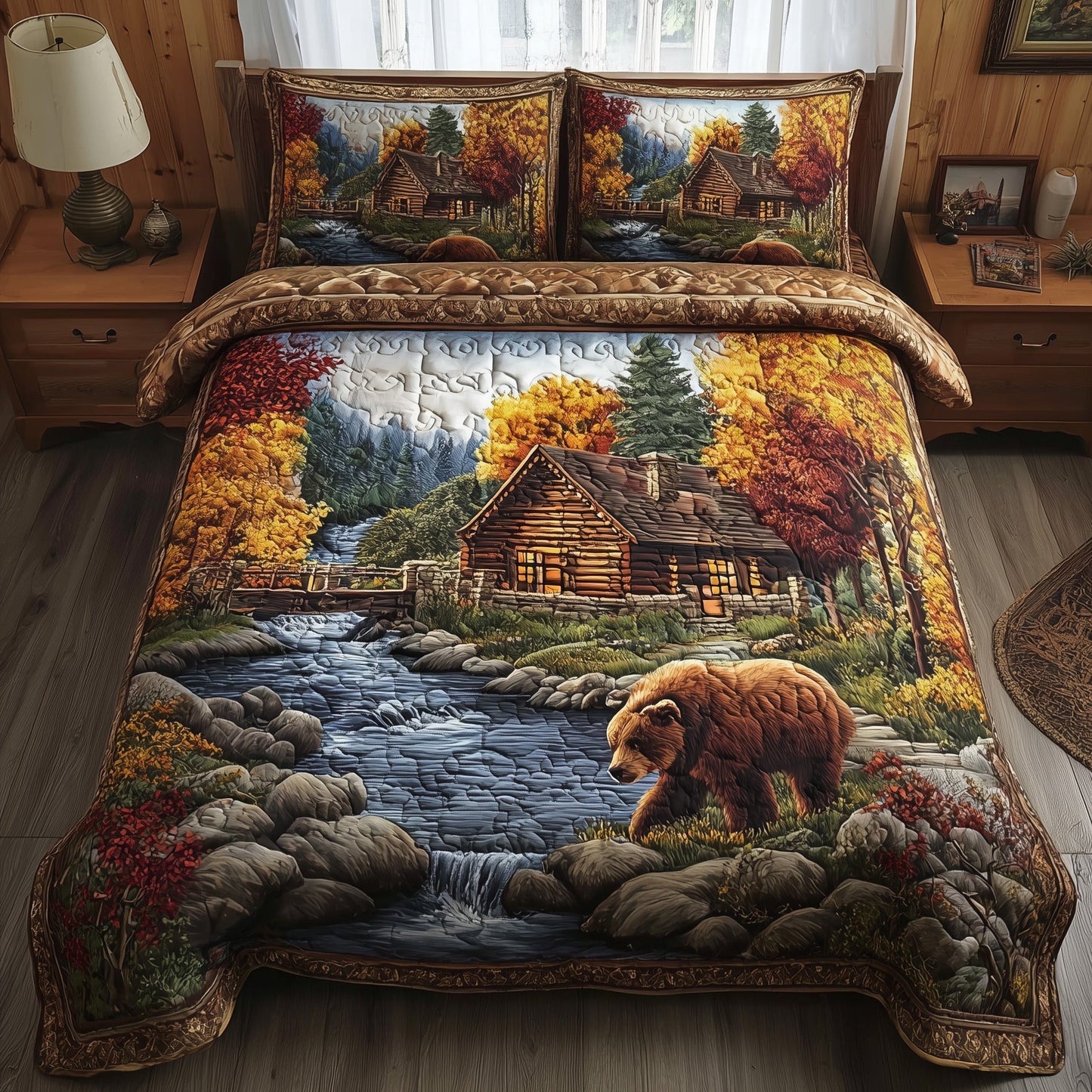 Autumn Cabin Glow 3-Piece Quilted Bedding Set GFTOTP11390