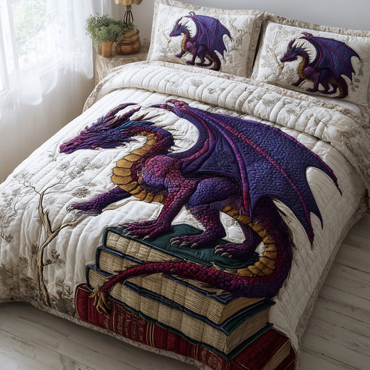 Bookish Dragon 3-Piece Quilted Bedding Set GFTOTP11419
