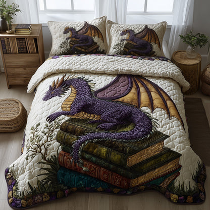 Bookish Dragon 3-Piece Quilted Bedding Set GFTOTP11420