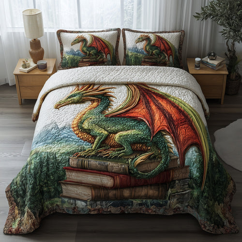 Bookish Dragon 3-Piece Quilted Bedding Set GFTOTP11422