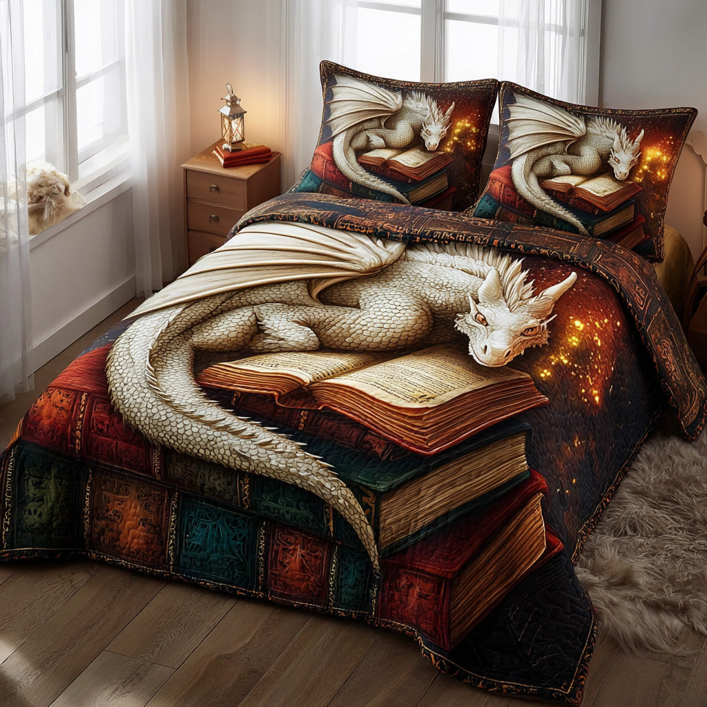 Bookish Dragon 3-Piece Quilted Bedding Set GFTOTP11424
