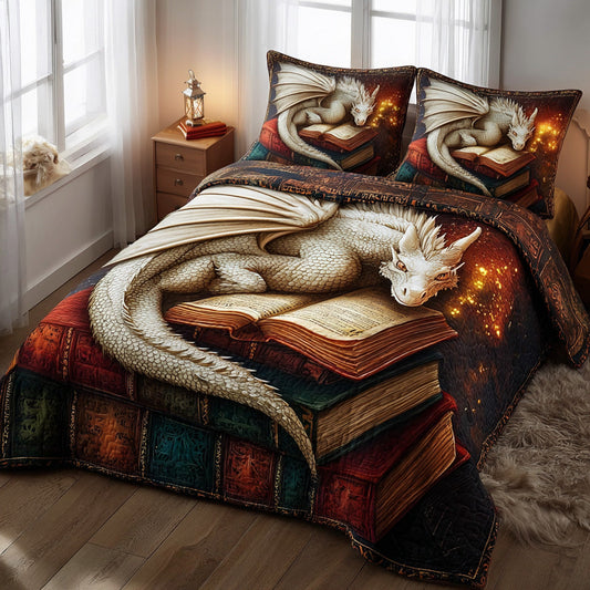 Bookish Dragon 3-Piece Quilted Bedding Set GFTOTP11424