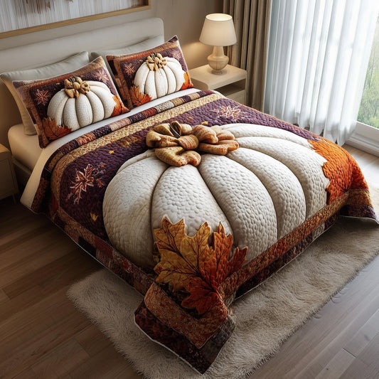 Pumpkin Charm 3-Piece Quilted Bedding Set GFTOTP11426