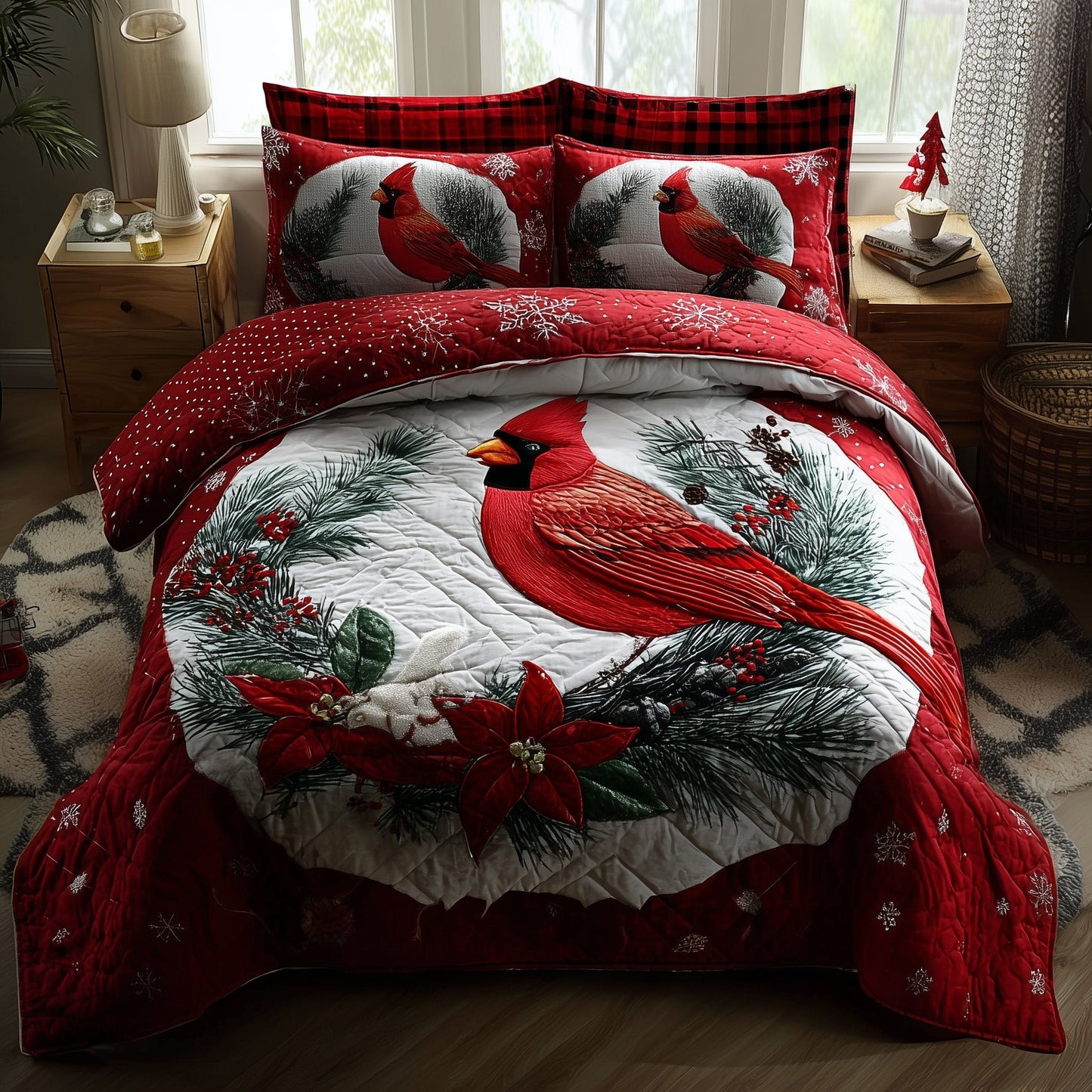 Cardinal Charm 3-Piece Quilted Bedding Set GFTOTP11439