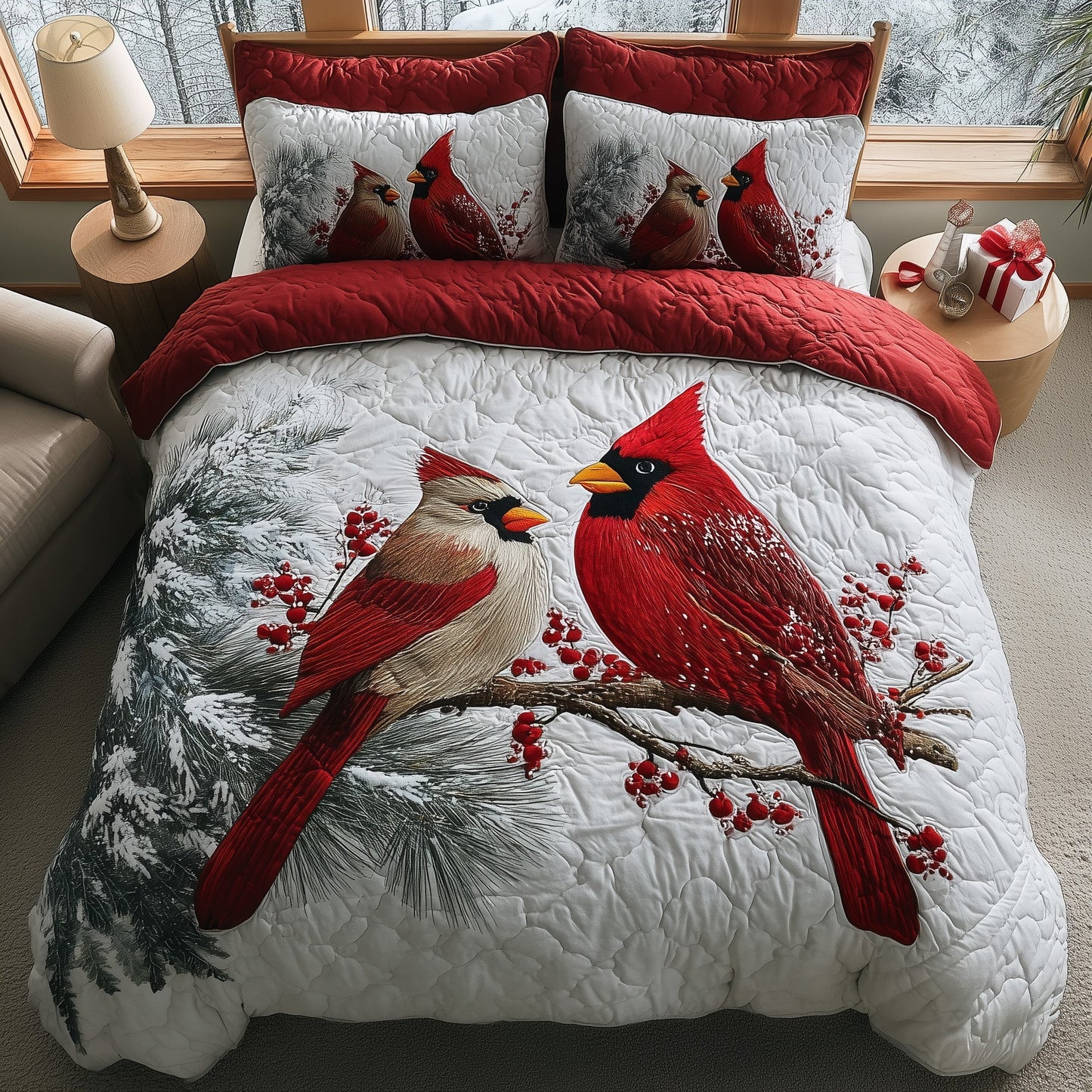 Cardinal Charm 3-Piece Quilted Bedding Set GFTOTP11441