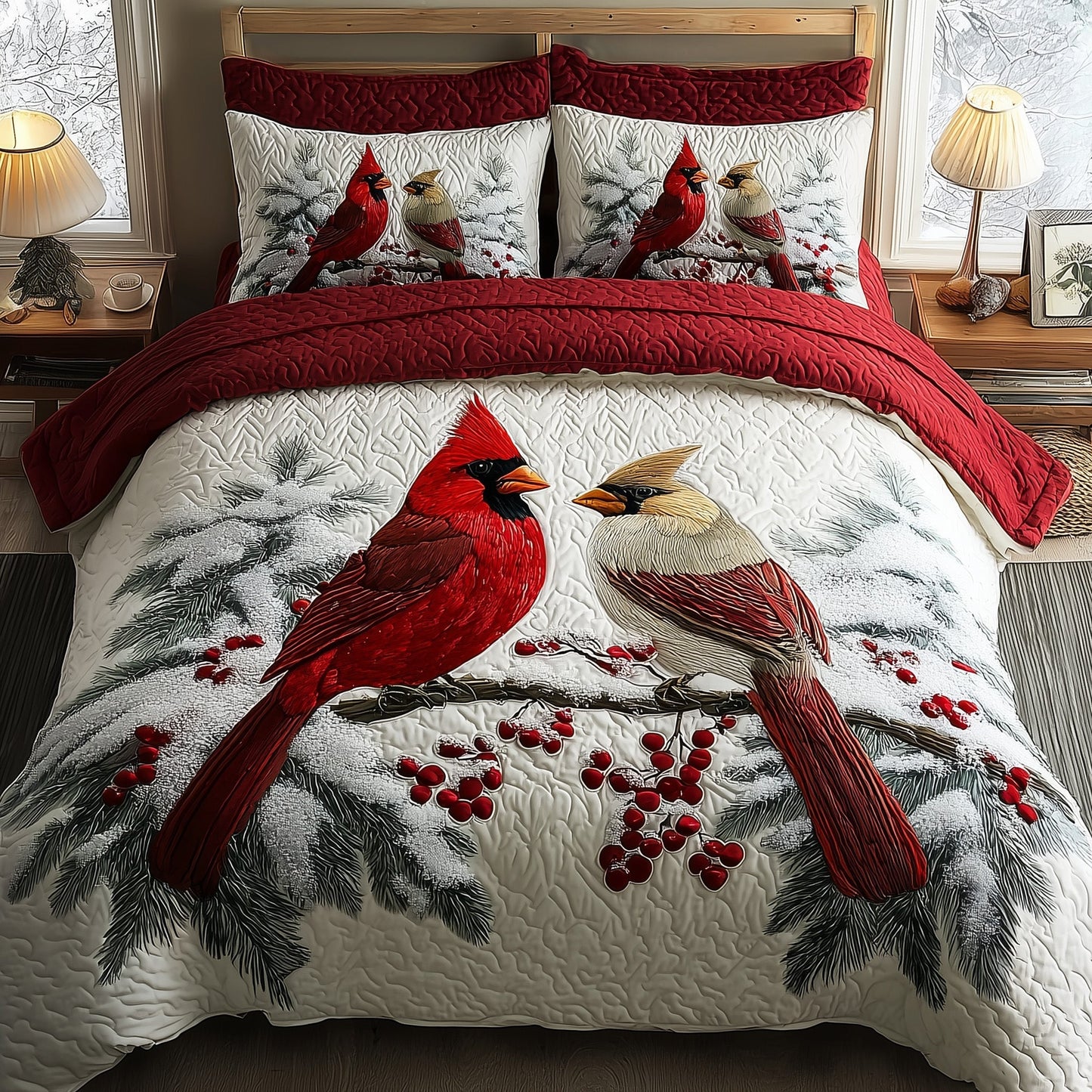 Cardinal Charm 3-Piece Quilted Bedding Set GFTOTP11442