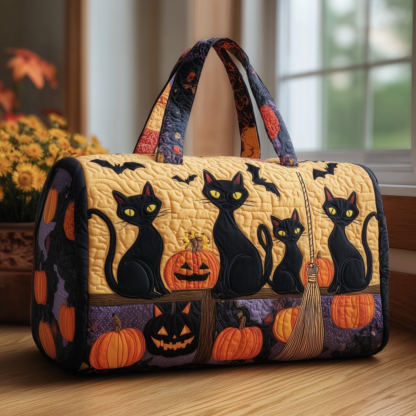 Midnight Meow Quilted Duffle Bag GFTOTP11483