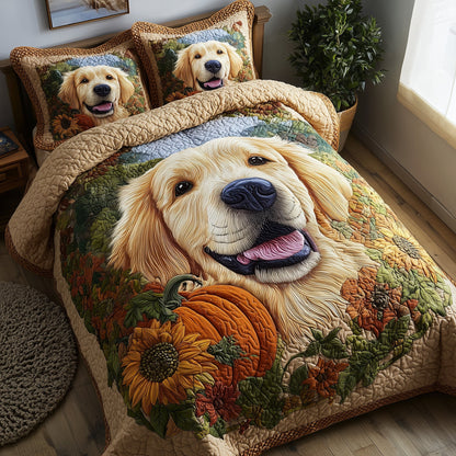 Golden Harvest Retriever 3-Piece Quilted Bedding Set GFTOTP11497