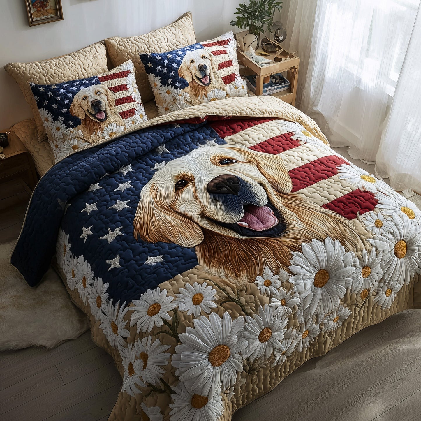 American Pride Retriever 3-Piece Quilted Bedding Set GFTOTP11498