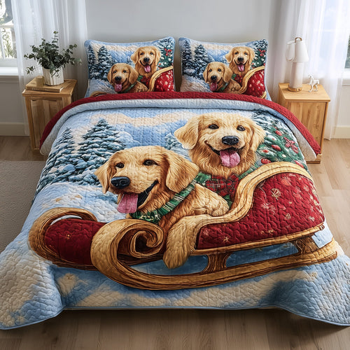 Jolly Retriever 3-Piece Quilted Bedding Set GFTOTP11499