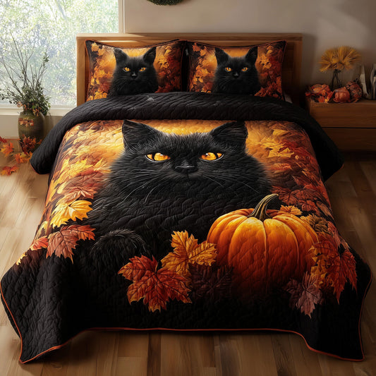 Mystic Autumn Cat 3-Piece Quilted Bedding Set GFTOTP11507