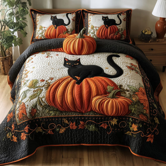 Mystic Autumn Cat 3-Piece Quilted Bedding Set GFTOTP11509