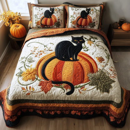 Mystic Autumn Cat 3-Piece Quilted Bedding Set GFTOTP11510