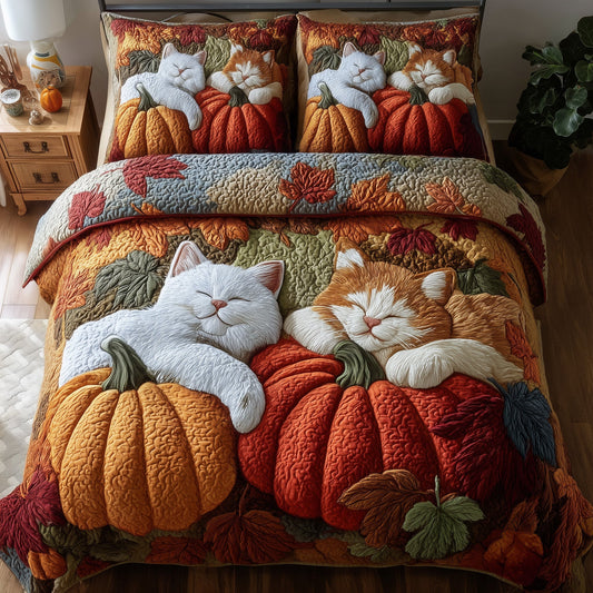 Purrfect Fall Dreams 3-Piece Quilted Bedding Set GFTOTP11513