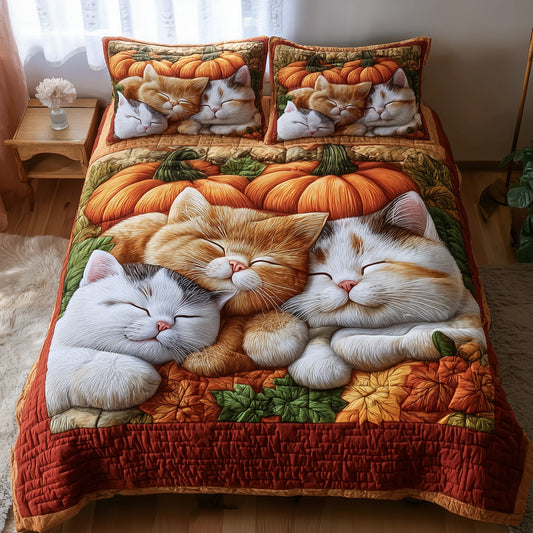 Purrfect Fall Dreams 3-Piece Quilted Bedding Set GFTOTP11514
