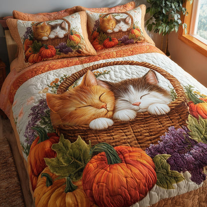 Purrfect Fall Dreams 3-Piece Quilted Bedding Set GFTOTP11515