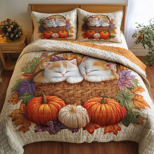 Purrfect Fall Dreams 3-Piece Quilted Bedding Set GFTOTP11518