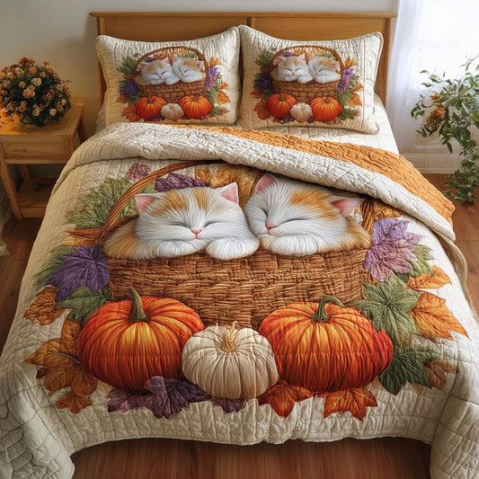 Purrfect Fall Dreams 3-Piece Quilted Bedding Set GFTOTP11518