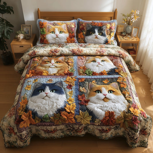 Purrfect Fall 3-Piece Quilted Bedding Set GFTOTP11519