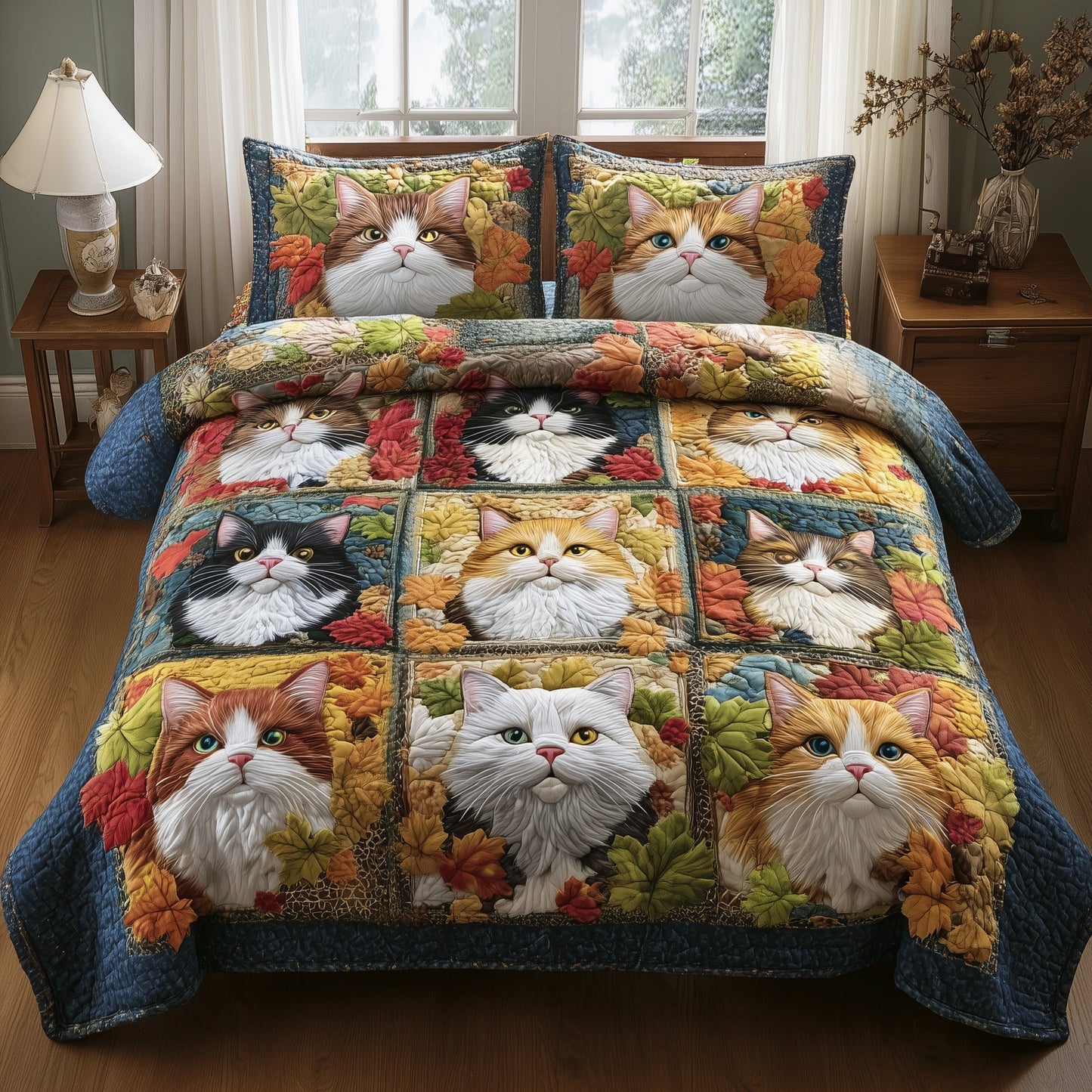 Purrfect Fall 3-Piece Quilted Bedding Set GFTOTP11520