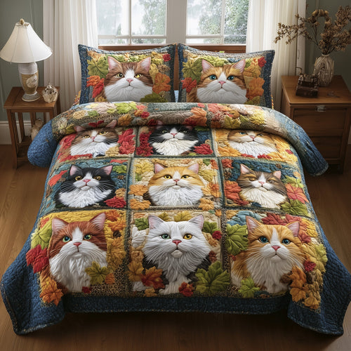 Purrfect Fall 3-Piece Quilted Bedding Set GFTOTP11520