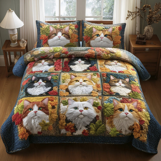 Purrfect Fall 3-Piece Quilted Bedding Set GFTOTP11520