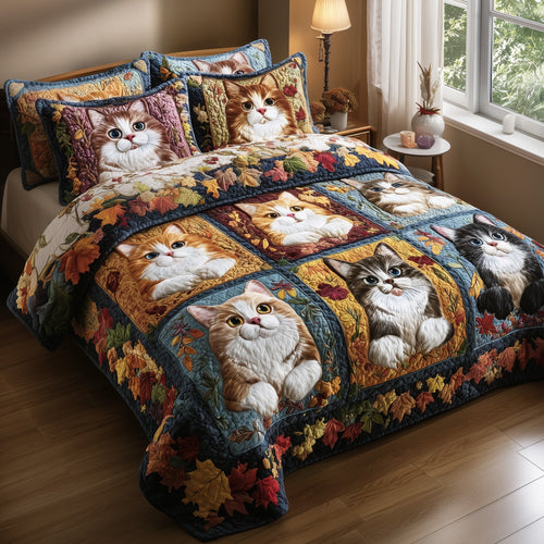 Purrfect Fall 3-Piece Quilted Bedding Set GFTOTP11521