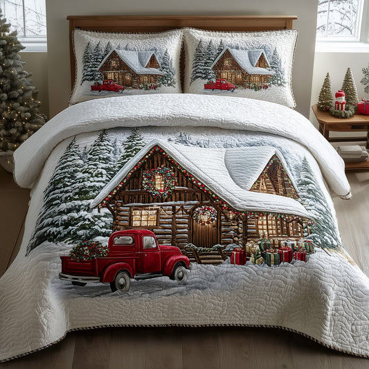 Rustic Christmas Haven 3-Piece Quilted Bedding Set GFTOTP11523