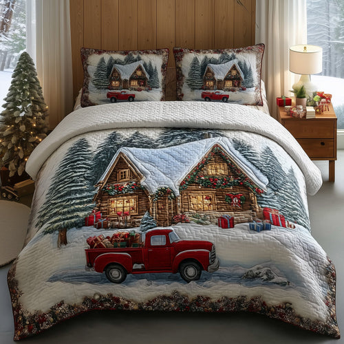 Rustic Christmas Haven 3-Piece Quilted Bedding Set GFTOTP11524