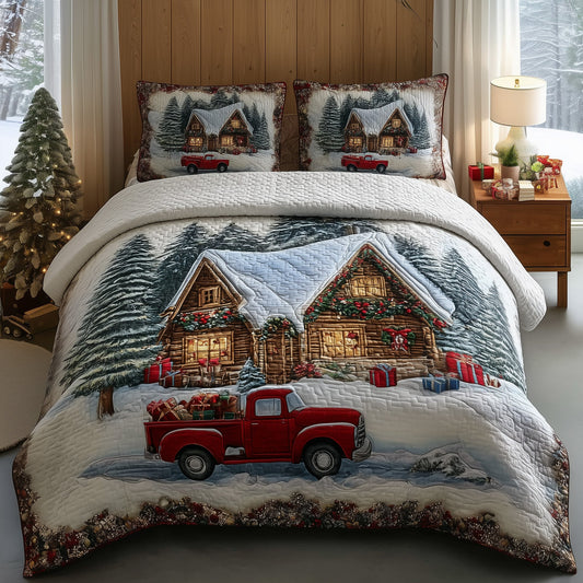 Rustic Christmas Haven 3-Piece Quilted Bedding Set GFTOTP11524
