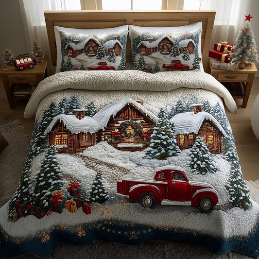 Snowy Christmas Village 3-Piece Quilted Bedding Set GFTOTP11526