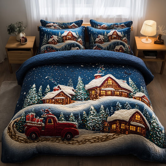 Snowy Christmas Village 3-Piece Quilted Bedding Set GFTOTP11527