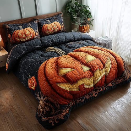 Wicked Pumpkin Glow 3-Piece Quilted Bedding Set GFTOTP11528