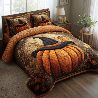 Wicked Pumpkin Glow 3-Piece Quilted Bedding Set GFTOTP11530