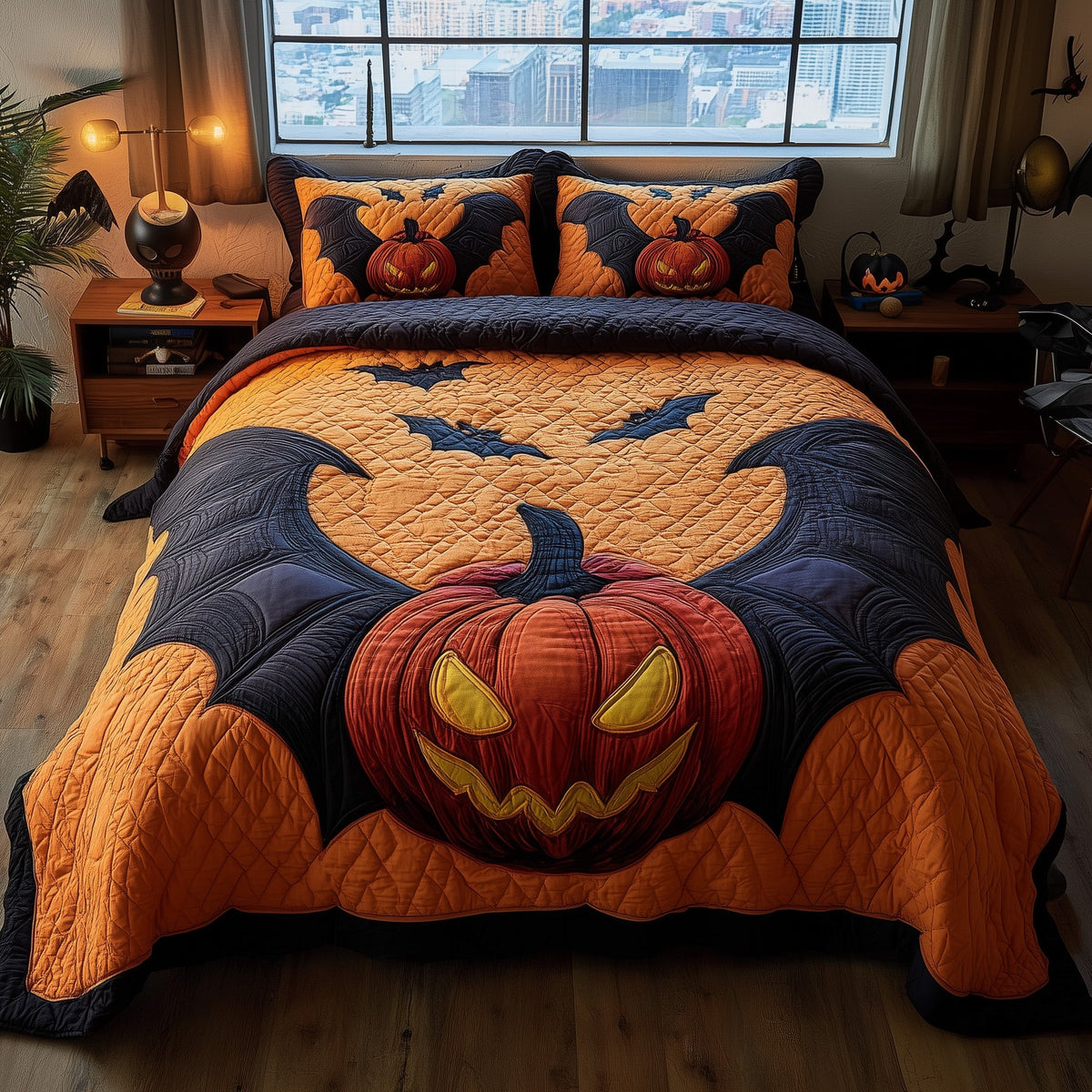 Spooky Nights 3-Piece Quilted Bedding Set GFTOTP11539