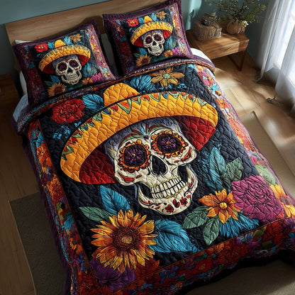Floral Calavera 3-Piece Quilted Bedding Set GFTOTP11555