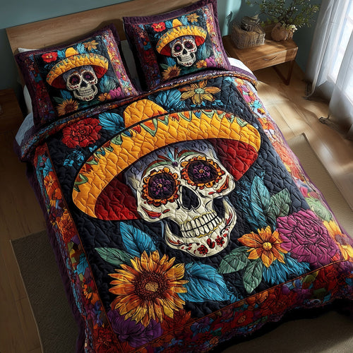 Floral Calavera 3-Piece Quilted Bedding Set GFTOTP11555