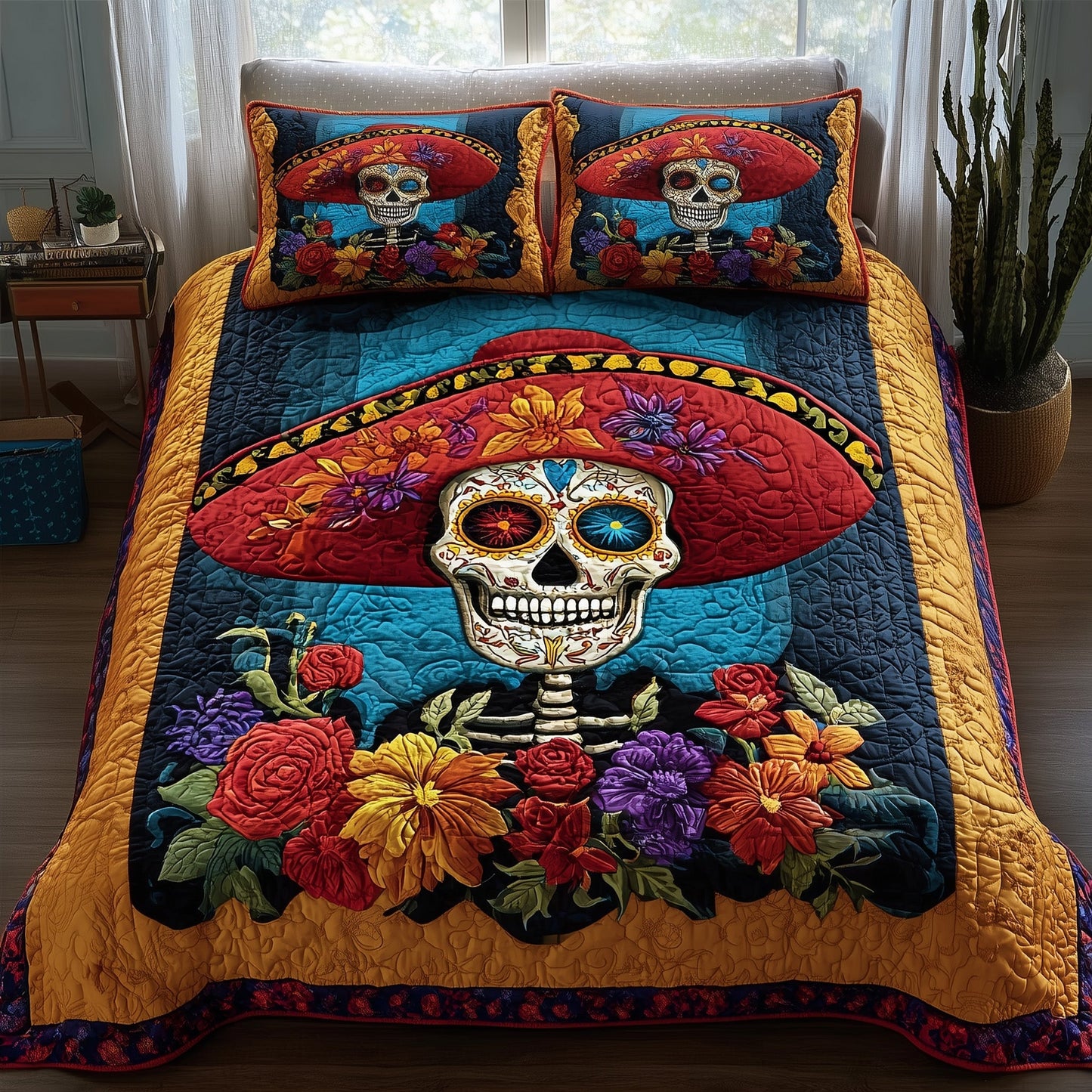 Floral Calavera 3-Piece Quilted Bedding Set GFTOTP11559