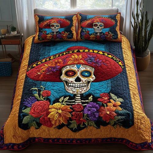 Floral Calavera 3-Piece Quilted Bedding Set GFTOTP11559