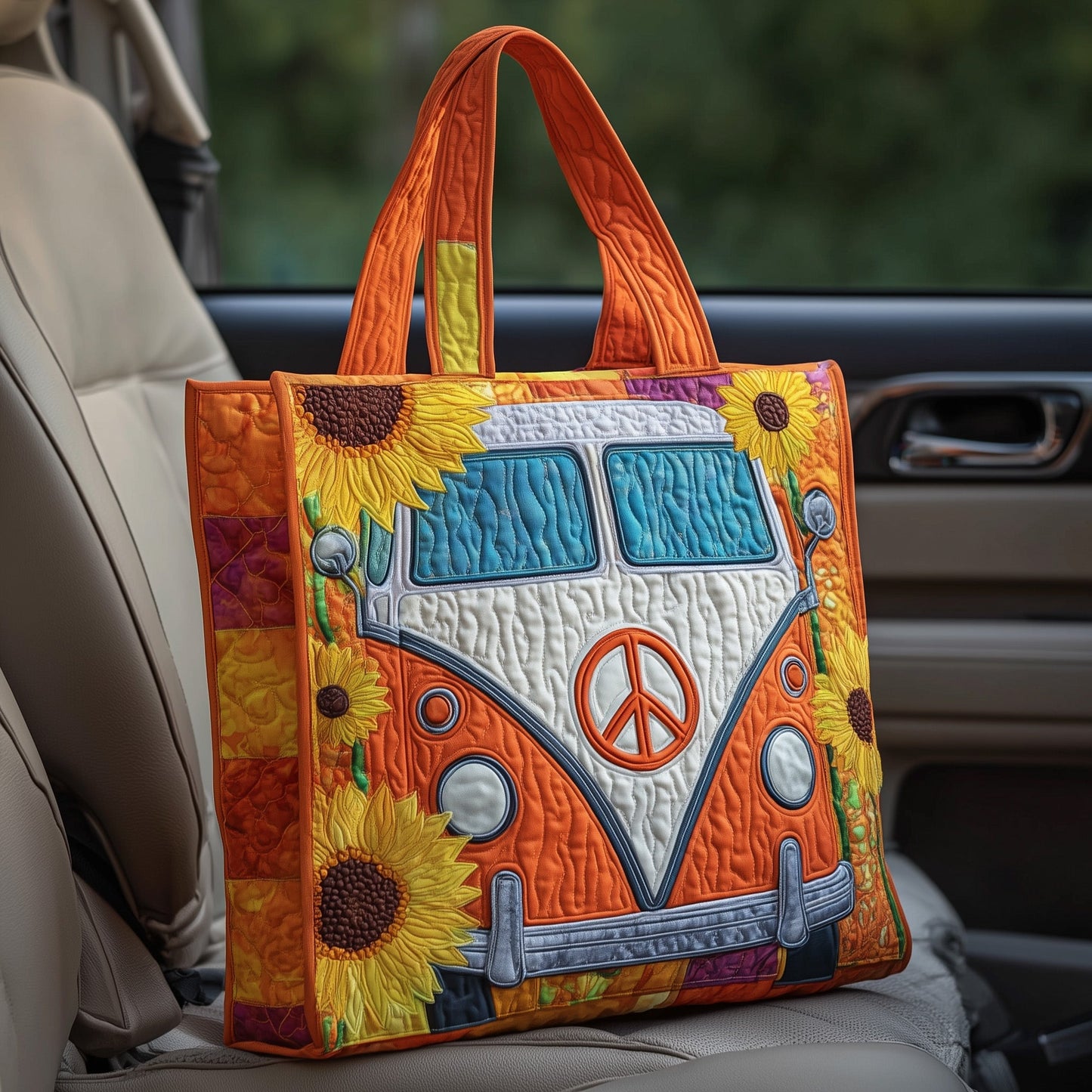 Hippie Van Quilted Tote Bag GFTOTP11563