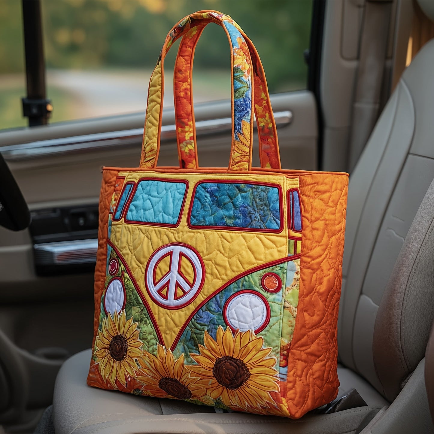 Hippie Van Quilted Tote Bag GFTOTP11566