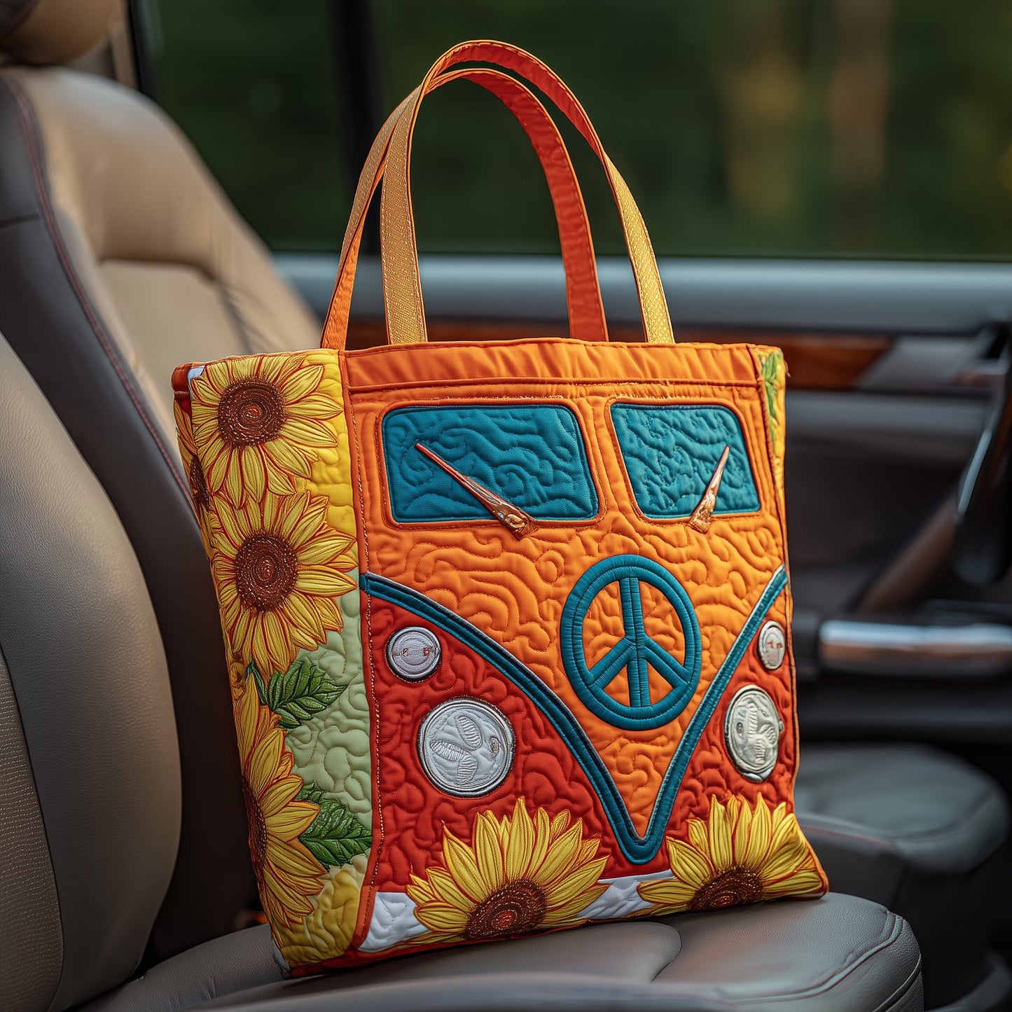 Hippie Van Quilted Tote Bag GFTOTP11567