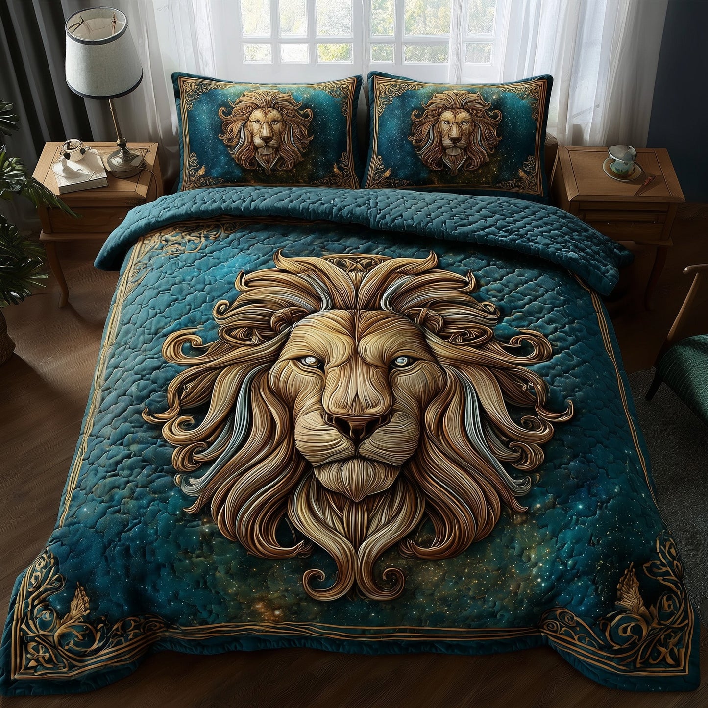 Celestial Lion 3-Piece Quilted Bedding Set GFTOTP11583