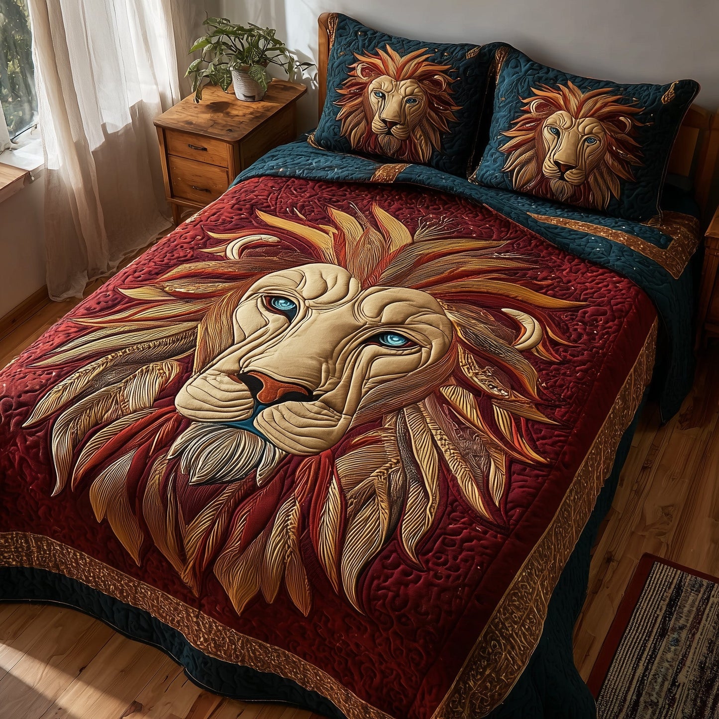 Celestial Lion 3-Piece Quilted Bedding Set GFTOTP11585