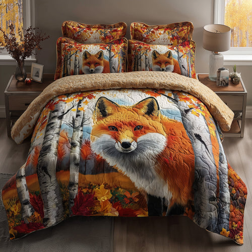 Rustic Fall Fox 3-Piece Quilted Bedding Set GFTOTP11595