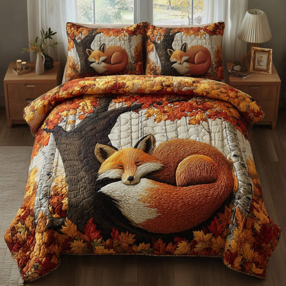 Rustic Fall Fox 3-Piece Quilted Bedding Set GFTOTP11597