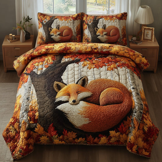 Rustic Fall Fox 3-Piece Quilted Bedding Set GFTOTP11597