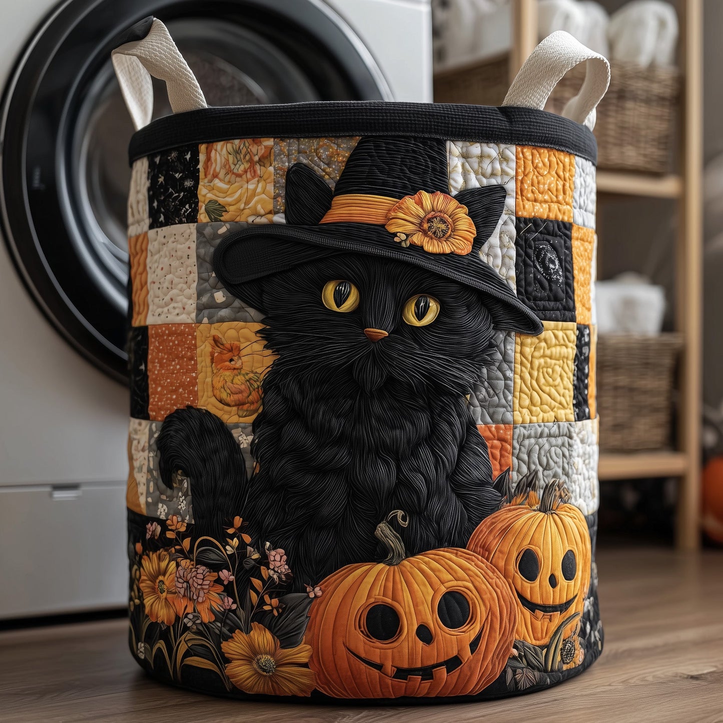 Moonlit Whisker Quilted Laundry Basket GFTOTP11628