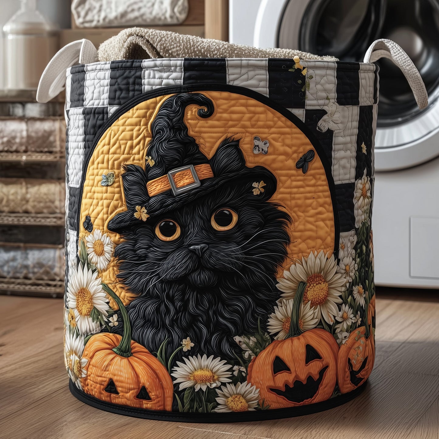 Moonlit Whisker Quilted Laundry Basket GFTOTP11631